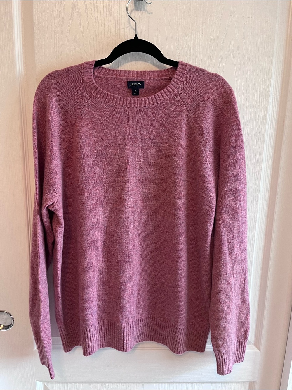 J.Crew Heathered Burgundy Dusty Rose Pink Lambswool Blend Crewneck Sweater L